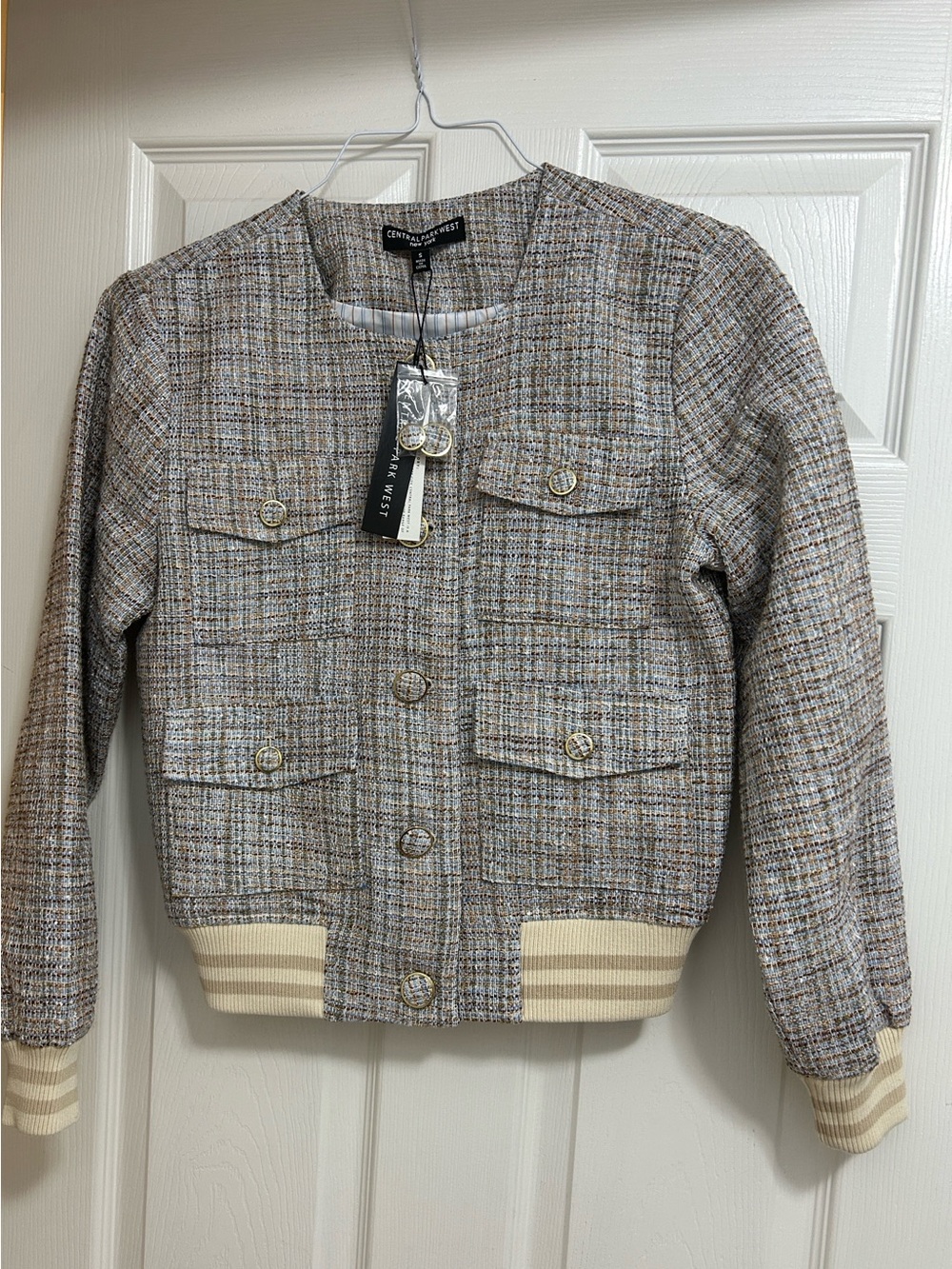 Central Park West tweed bomber jacket NWTS size small.